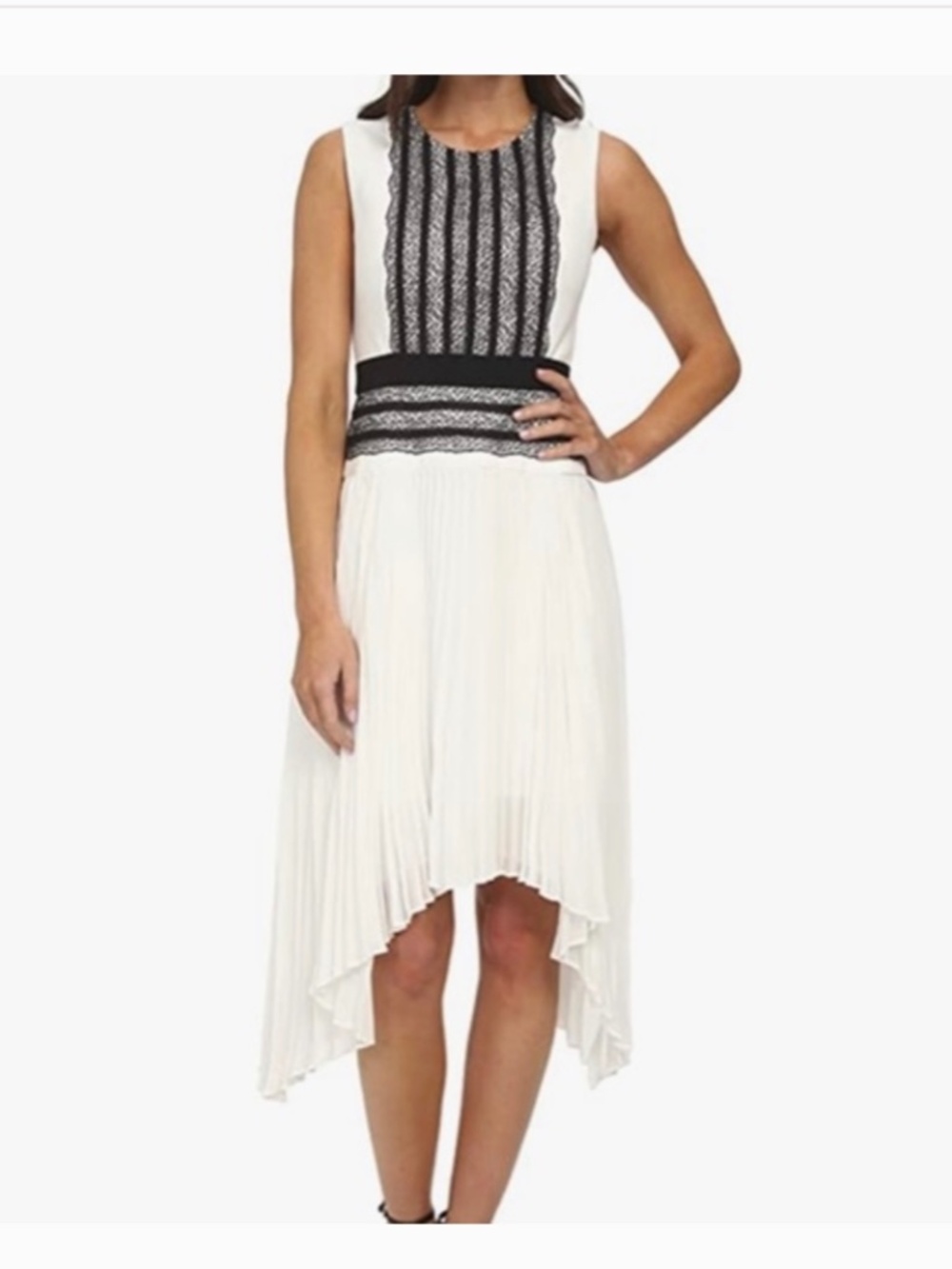BCBG Max AZRIA Adeline pleated lace dress